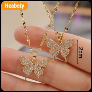 【2-3 days delivery】 Korean Fashion Golden Pendant Butterfly Necklace for Women neck chain Stainless steel Jewelry Female