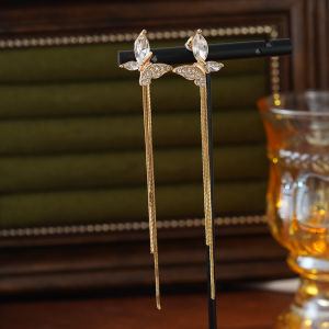 Fashionable Ring Gift 925银针精致满钻长款流苏耳环女ins潮轻奢小众高级感网红爆款耳饰