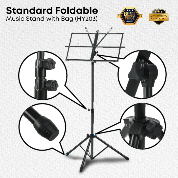 Standard Foldable Music Stand with Bag, Larger Tube (HY203) Lazada
