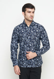 Baju Batik Pria Slimfit Kemeja Lengan Panjang Hem Slim Fit Premium Kode 82