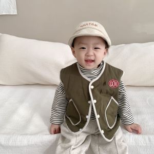 Infant and toddler autumn and winter clothing Korean-style childrens clothing baby autumn outerwear boys jumpsuit with vest two-piece set