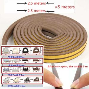 Door Seal List Peredam Kedap Suara-Karet Pintu Kayu Aluminium Penghalang Debu Kecoak Cicak Tikus Seal Penutup Celah Bawah Pintu Peredam Suara Per Roll Panjang 5M