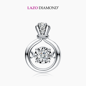 LAZO DIAMOND Knotted BB Ring Dancing Diamond Pendant in 9k White Gold