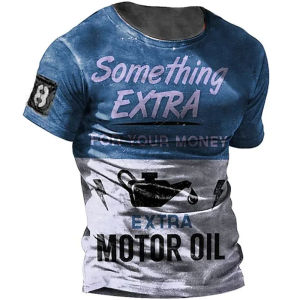 [Local Stock] VCC 3D Print Motorcycle Men T Shirt Casual O-neck Loose Short Sleeve Vintage Tops Street Hip Hop Trend Clothing Fashion Sports Tees