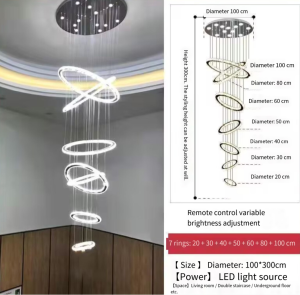 Luxurious modern led six-ring crystal chandelier exquisite crystal ceiling chandelier