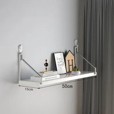No-Punch Floating Wall Shelf Wooden Home DIY Decor Wall Mounted Bookcase
