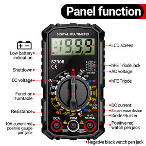 [Chinatera Brand Store]Digital Multimeter Voltage Resistance Meter LCD Voltage Current Detector HFE Triode Buzzer Multimeter Volt Amp Ohm Meter