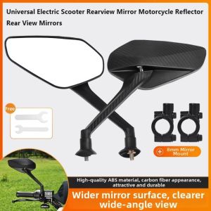 SIXIS 1Pair Black Electric Scooter Rearview Mirror Universal 8mm Rigth Thread Motorcycle Scooter Reflector High Quality Bicycle Reflector Scooter Parts