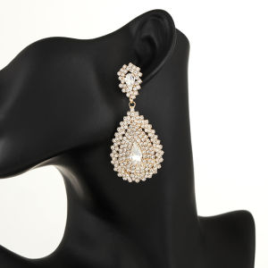 New rhinestone multi-layer water drop earrings womens exaggerated stage street shot earrings E832