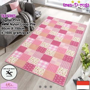 Tren-D-rugs Karpet lantai digital print permadani sajadah bulu kamar tidur ruang tamu modern anti slip 80 cm x 150 cm - NMs