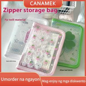 CANAMEK Cute Clover Strawberry Wings Stationery Storage Folder A6 Twill Zipper Pouch Document Bag Zip File Folder School Office Supplies