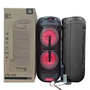 ลำโพงบลูทูธใหญ่ ดอกลำโพง8นิ้ว 2 ดอก 16นิ้ว KTS-1199 ลำโพงคาราโอเกะ เสียงดี ปรับเบส / echoได้ (แถมฟรี ไมโครโฟนลอย รีโมท สายชาร์จ )