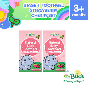 Set of 2 Tiny Buds Food Safe Baby Toothgel Stage 1  -Strawberry Cherry Flavor