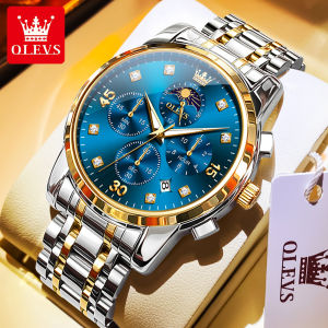 OLEVS Watch For Men Waterproof Original 2024 New Multifunction Seven Stitches Chronograph Fashion Stainless Steel Casual Calendar Luminous