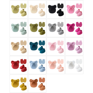 Baby Boys Girls Cotton Bonnet Caps Mittens Socks Set 3-Piece Scratch Protections Gloves Bowknot Hat for Newborns