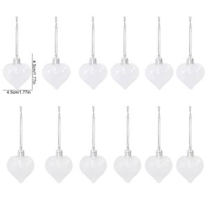 HCHC MALL 12Pcs Plastic Christmas Heart Shaped Ornaments Matte Bright Heart Shape Christmas Ball Creative Hanging Christmas Pendants for Home