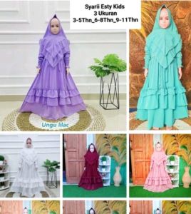 COD☑️PAKAIAN GAMIS ANAK HIJAB/GAMIS ANAK SYARI ESTY KIDS/MATT MOSCREPE FULL/3UKURAN/PAKAIAN MUSLIM ANAK TERBARU/GOOD QUALITY