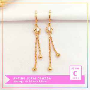 Cute Jewelry Anting Dewasa Permata Jurai Anting Wanita Lapis Emas AT 059