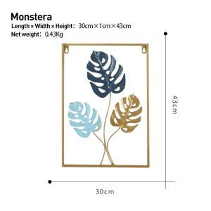 ★COD★ 60*40CM WallDecor Hiasan Dinding Frame Metal Gold WALL Decor Nordic Daun Leaf Ginko Scandinavian
