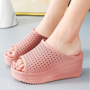 [Free Shipping] WomenS High-Heeled Slippers Perfect For Summer Wear Featuring A Super Thick Sole Fashionable Design And A New Style With A Wedge Heel And Non-Slip Soles Ideal For Both Indoor And Outdoor Use