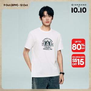 Giordano Beau Monde Men Men T-Shirt - Slim Fit Free Shipping 13096221