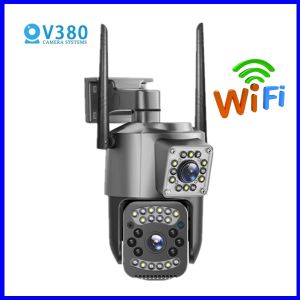V380 IP WIFI Máy Ảnh 4G Sim Thẻ Âm Thanh CCTV Giám Sát Ngoài Trời Kỹ Thuật Số Cam nhìn trong đêm Không Dây Không Thấm Nước 8MP HD ống kính kép Kép hình Ảnh Máy Ảnh