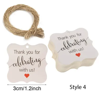 100pcs with twine Tags Thank you tag Gift Tags Souvenir tags for wedding birthday baptismal debut and other occasions