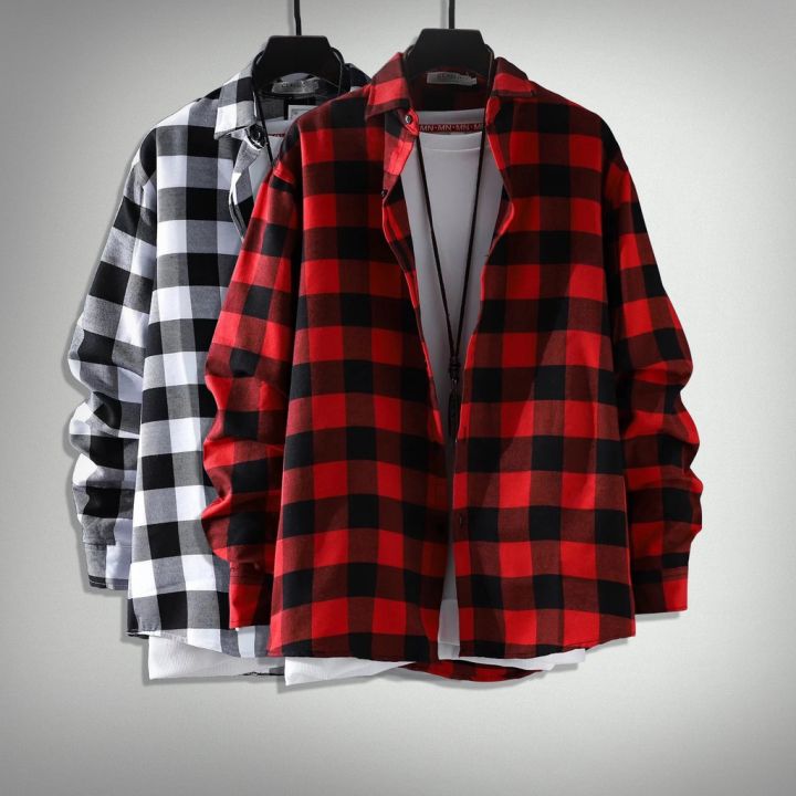 long sleeve shirt with checkered sleeves