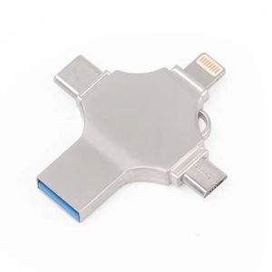 ＜1015＞ Suitable for Iphone u Four-in-One Metal for Android Phones U Disk 64GB128GB Cross Gift