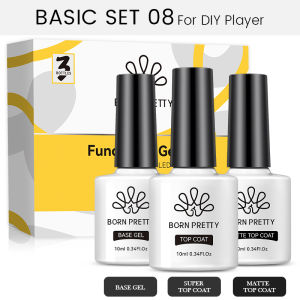 BORN PRETTY 3pcs/Set 10ml Functional Gel Kit Base Top Coat Reinforcement Gel Transparent Soak Off UV LED Function Gel