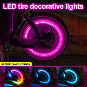 FLEURS 2Pcs Single/Seven Colors Tire Valve Caps Light Waterproof Motion Sensor LED Neon Flash Lamp Atmosphere Light Easy Installation Motorcycle Tire Valve Light Car Accessories
