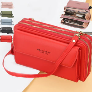 Mode Shop Double zipper large capacity womens long wallet diagonal fashion all-match mobile phone bag