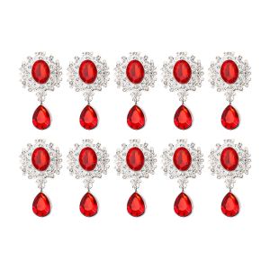 LUXELU 10Pcs Đồ thủ công tự làm Phụ kiện trâm cài áo bằng hợp đính đá sau bằng bạc Pha lê lấp lánh Trâm cài pha lê Sáng tạo 4.62.4cm dây chuyền hình giọt nước bằng hợp acrylic Trang trí đám cưới
