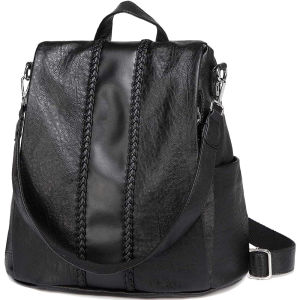 กระเป๋าเป้สะพายหลังผู้หญิงกระเป๋าเป้แฟชั่นป้องกันขโมยกระเป๋าหนังเทียมกระเป๋าเป้สะพายหลังสำหรับผู้หญิงที่มีกระเป๋านักเรียนวินเทจสาน