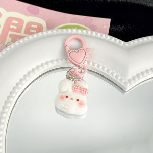 YAFEN Kawaii Cartoon Rabbit Keychain Cute Bow Heart Keyring Car Key Holder School Bag Pendant Backpack Charm Couple Gifts