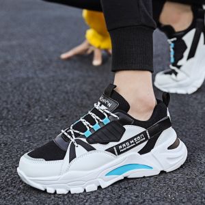 Mens Korean casual sports shoes mesh trendy versatile work shoes thick-soled lace-up shoes