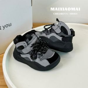 2025 Autumn New Childrens Sports Shoes Boys Fashion Splicing Bread Shoes Girls Casual Thick soled Board Shoes Size 26-37