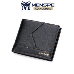 MENSPE กระเป๋าสตางค์ผู้ชายกระเป๋าสตางค์แบบพับกระเป๋าสตางค์ธุรกิจกระเป๋าสตางค์ใบสั้นแบบนิ่มกระเป๋าซิปใส่เหรียญได้หลายใบ ID เครดิตผู้ที่ใส่บัตรกระเป๋าเดินทางสีทึบ
