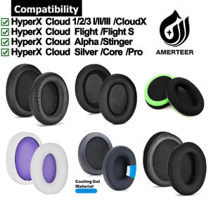 1 Pair Headphone Ear Pad for HyperX Cloud I II III 1 2 3 / X CloudX / Flight / Flight S / Alpha / Stinger / Silver / Core / Pro Headset Earpad Cushion Sponge Earmuffs