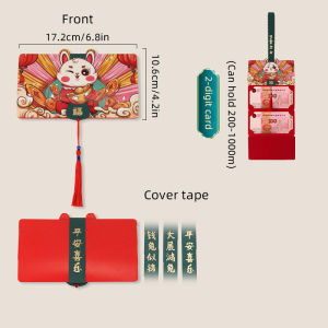 Houseeker 2/6/8/10 Folding Red Packets 2023 CNY Rabbit Cash Gift Bag Red Envelope for Birthday Wedding Spring Festival Accessories