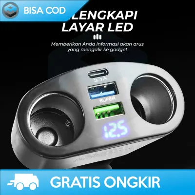 CHARGER MOTOR VOLT METER 2 PORT USB WATERPROOF 5A 2.1A LED BY ACCNIC