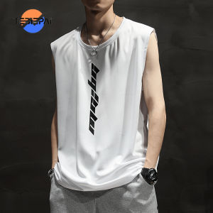 Mens Clothing Ice Silk Quick-drying Vest Mens Summer Fitness Sports Large Size Breathable Sleeveless T-shirt Thin Section Vest Trend Mens Clothing