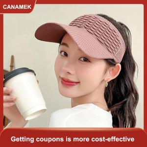 【CANAMEK】 Mùa hè chống UV Sun hat phụ nữ rỗng Top hat du lịch bãi biển thể thao ngoài trời Visor cap dệt kim Mũ bóng chày