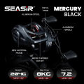 SEASIR MERCURY Reel Pancing Baitcasting, Kiri/Kanan BC Reels, Rasio Gir 7,2:1 Sistem Rem Magnetik 10 Tingkat, Bantalan Bola 5+1, Gagang Daya Pegangan Karet, Tarikan Maksimum 8kg dengan 8pcs Magnet Drag Clicker #RyobiSeasir. 