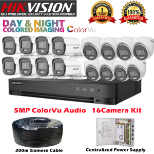 Hikvision CCTV Camera 16 Camera Kit 5MP 3K HD 24/7 Full-color Built-in Mic With Audio Support Mobile Remote Viewing CCTV 16 Channel Complete Package CCTV Set