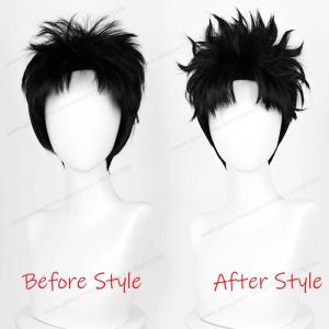 SHUNAICHI Okarun คอสเพลย์วิกผมสังเคราะห์ทนความร้อนอะนิเมะ 28 ซม.สั้นสีดําผู้ชายฮาโลวีนเส้นใยอุณหภูมิสูงขน