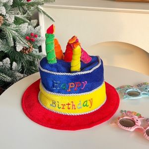 YUDESHUI Hài hước Mũ bánh sinh nhật Màu sắc tương phản Vải Mũ tiệc biểu diễn Dễ thương có kính Mũ sinh nhật Trang trí tiệc khiêu vũ