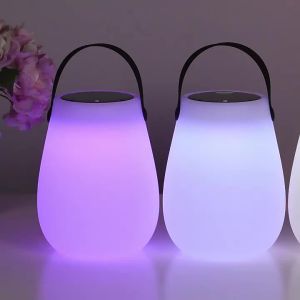 Solar Powered Outdoor Camping LED Tabletop Lantern USB Rechargeable Battery Cordless PE Table Lamp with Silicone Handle light