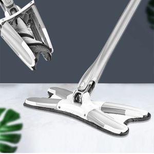 Floor Mop Reusable Hand-free Wash 360 Degree Flat Mop for Home Replace Microfiber Pads Household Cleaning Tools