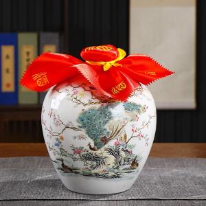 Bình Gốm Sứ Đựng rượυ Họa Tiết Chim Sắc Nét Sang Trọng Thể Tích 2500ml Tặng Khăn Chất Liệu Gốm Sứ An Toàn Sức Khỏe